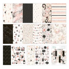 Alle Designs des 6x8 Add-On Pads Let's Celebrate: Ballons, Marmor, Streifen, Wimpel, Rosetten und Ausschneidebögen