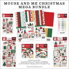 Echo Park Mega Bundle Mouse And Me Christmas mit Papierpad, Ephemera, Chipboard Accents, Enamel Dots und Stickern im Format 30,5x30,5 cm