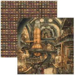 Doppelseitiger Design-Bogen mit Rauten-Blütenmuster und Ephemera-Collage mit Chocolate-Etiketten und Praline-Schild