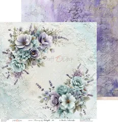Musterpapier mit herzförmigem Blütenkranz auf Spitzendeckchen-Textur im 30,5cm-Format