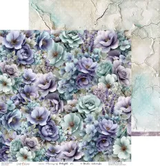Musterpapier vollflächig mit dichtem Rosen- und Hortensienmuster im 30,5cm-Format