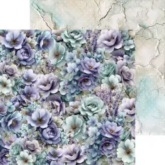 Musterpapier vollflächig mit dichtem Rosen- und Hortensienmuster im 20,3cm-Format