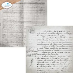 Musterseite mit handschriftlichem französischem Rechnungsbuch und Notariatsurkunde