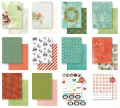 Nahaufnahme aller 12 doppelseitigen Papierdesigns des 6x8 Paper Packs Christmas Cheer ohne Verpackung