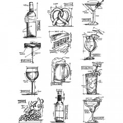 Cling Stamps Tim Holtz - Mini Blueprints Beer, Wine, Cocktails