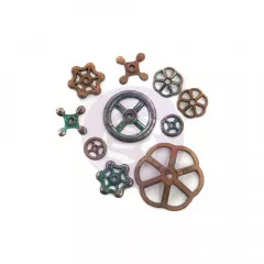 Mechanicals Metal Embellishments - Rusty Knobs