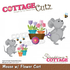 Cottage Cutz Die - Mouse W/Flower Cart