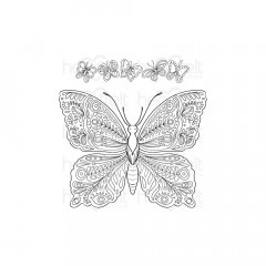 Cling Stamps - Large Floral Butterfly