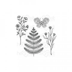 Cling Stamps - Floral Butterfly Accents