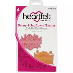 Cut and Emboss Die - Peony and Sunflower Banner Cut and Emboss Die - Peony and Sunflower Banner