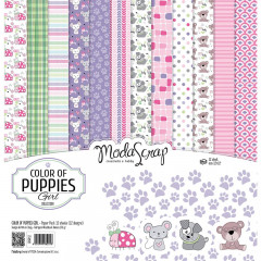 ModaScrap 12x12 Paper Pack - Color Of Puppies Girl