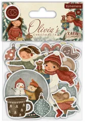 Verpackung des Ephemera-Sets „Olivia's Christmas Tale“ mit 32 losen Stanzteilen