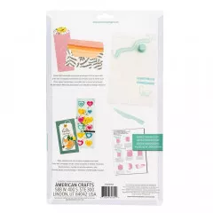 Verpackung des We R Memory Keepers Slimline Card Punch Boards mit Anwendungsbeispielen dekorierter Karten