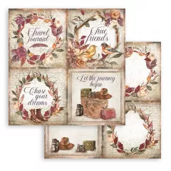 Paper Pad: Motivkarten mit 'Travel Journal', 'True Friends', 'Chase your dreams', 'Let the journey begin' und Vintage-Elemente