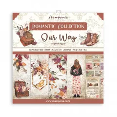 Stamperia Our Way 12x12 Paper Pack Romantic Collection Box mit 10 Blättern, Blumenmotive, Vintage Design