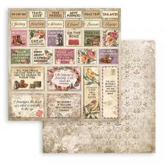 Our Way Scrapbooking Papier mit Postkarten-Motiv, Grüße, Dankeskarte und Vintage Luftpost-Design