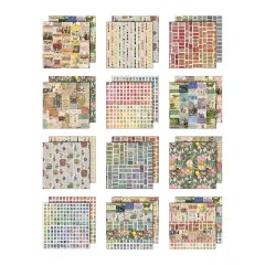 Übersicht aller 12 doppelseitig bedruckten Musterpapiere der Palette Collection Multi.