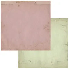 Doppelseitiges 12x12-Papier im Aktendeckel-Design mit altrosa Vintage-Look, Rückseite in zartem Salbeigrün.