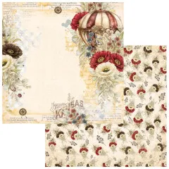 Papier mit Ballon und Blumenecke, Rückseite mit Mohnblumenmuster