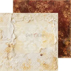 Doppelseitiges Papier in Creme mit zarten Ornamenten und Spitzenrand