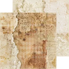 Scrapbooking Papier mit Karo-Muster und floraler Spitze in Beige