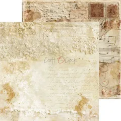 Designpapier mit Handschriften, Notenblättern und Poststempeln