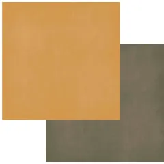 Doppelseitiges 12x12-Papier mit senfgelber und olivgrüner einfarbiger Fläche.