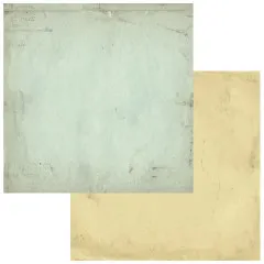 Doppelseitiges 12x12-Papier mit gealtertem mintgrünem Vintage-Look auf der einen und cremefarbener Fläche auf der anderen Seite.