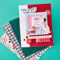 Scrapbook-Layout mit Hundemotiv-Sticker, Foto und Schriftzug „this is all I wish for“