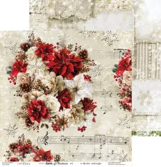 Erster Bogen des Spirit of Christmas Papierblocks mit Notenblatt und Blumen