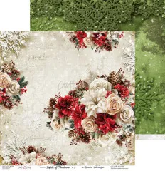 Fünfter Bogen des Spirit of Christmas Papierblocks in Grün mit Blumen
