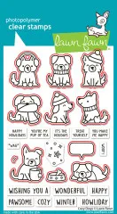 Passendes Stempelset zu Lawn Fawn Cozy Dogs mit Hunden und Texten