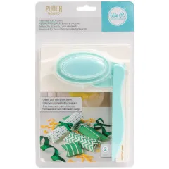 WRMK Pillow Box Punch Board Verpackung mit Anleitung, hellblaues Board, Locher und grüne Rillstift