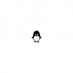 Schwarzes Pinguin-Motiv des Holzstempels auf weißem Hintergrund