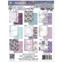 Rückseite des 6x8-Collection-Packs mit neun doppelseitigen Designpapieren in Lila-Petrol-Tönen