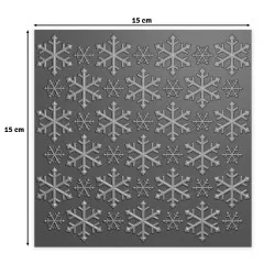 Embossing Folder mit Schneeflocken-Motiv und Maßangabe 15 x 15 cm