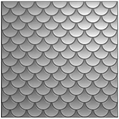 Nahansicht des 3D-Prägefolders mit erhabenen Fischschuppen