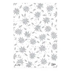 Musteransicht des Sizzix Embossing Folders Vault Holly Poinsettia mit Weihnachtssternen und Stechpalmen in Grau auf weißem Grund