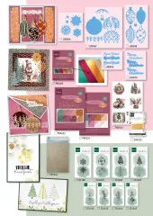 Katalogseite mit Christbaumkugel-Stanzformen, Papierkollektion Christmas Elegance und Silhouette-Art-Stempeln
