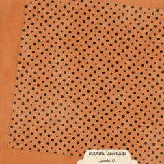 Leuchtendes Orange Papier mit gleichmäßig verteilten schwarzen Punkten allover