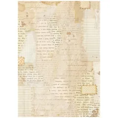 Reispapier Vintage Schrift-Design mit überlagertem Text, Karomuster und kleinen Papierelementen