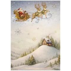 Stamperia Rice Paper - Silent Night - Santa Claus and Sleigh