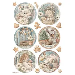 Stamperia Rice Paper - White Christmas by Cristina Radovan - 6 Rounds