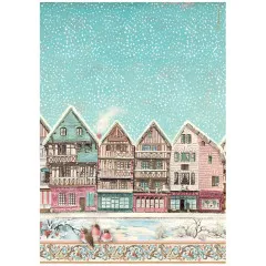 Stamperia Rice Paper - Winter Magic - Village