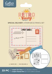 Stamp, Die and Stencil Set - Retro Vacay - Special Delivery
