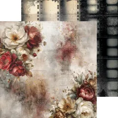 Rosenbouquet in der Bildecke vor einem Rand aus Filmstreifen