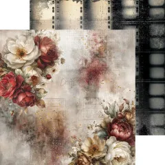 Rosenbouquet in der Bildecke vor einem Rand aus Filmstreifen