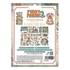 Verpackungsrückseite der Furry Friends 2 Ephemera mit Motivübersicht und Produktinformationen