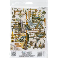 Rückseite der Verpackung mit Übersicht aller Ephemera-Teile wie Fernglas, Zelt, Wohnmobil und Wegweiser.