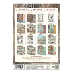 Rückseite des Junk Journals Furry Friends 2 mit Übersicht aller Cardstock-, Sticker- und Die-Cut-Seiten